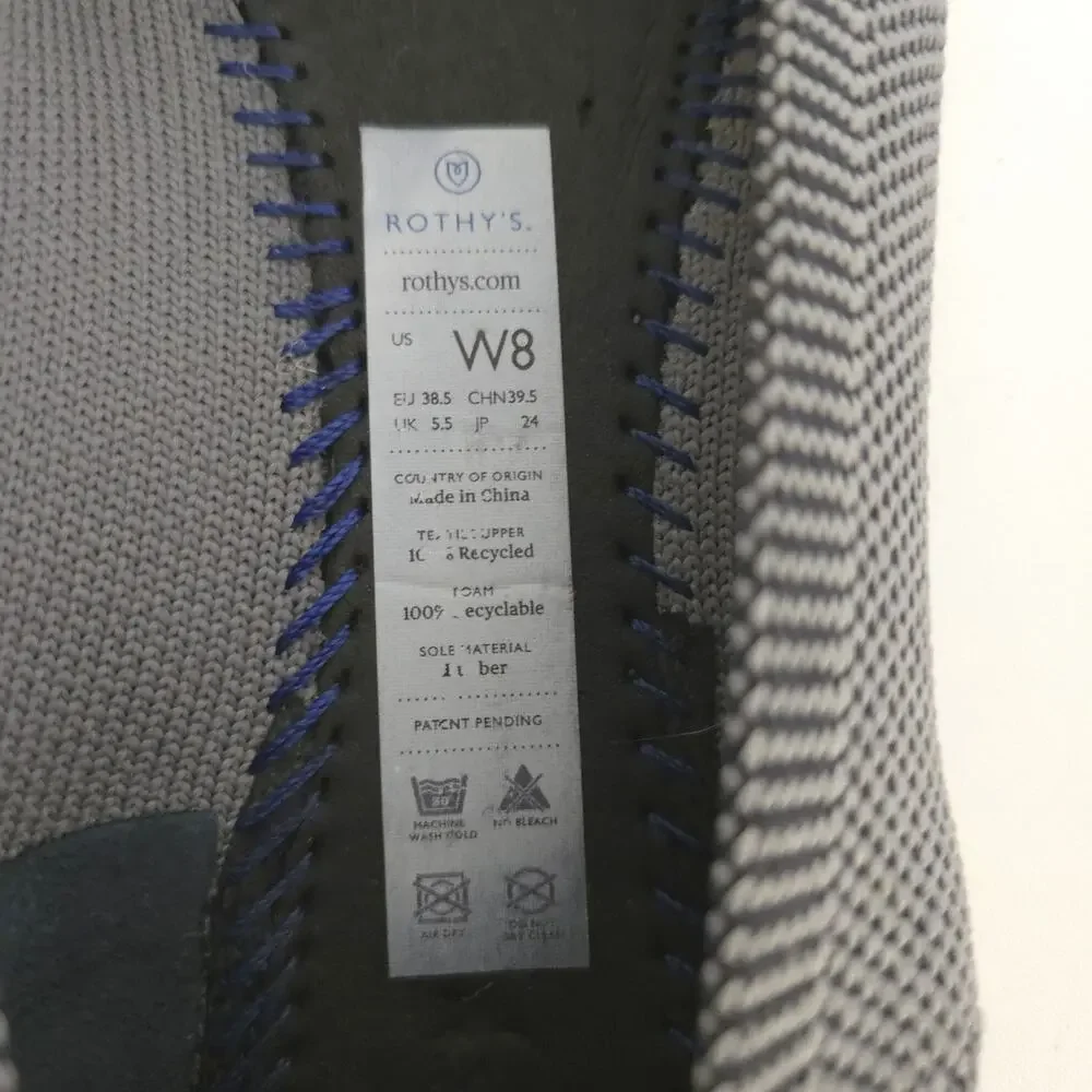 Rothy's The Point Grey Blue Knit Flats Women's Size 8 - Missing Insoles